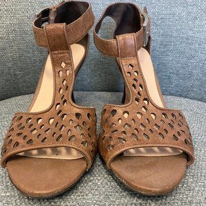 Brown Leather Cutout Heels by Franco Sarto